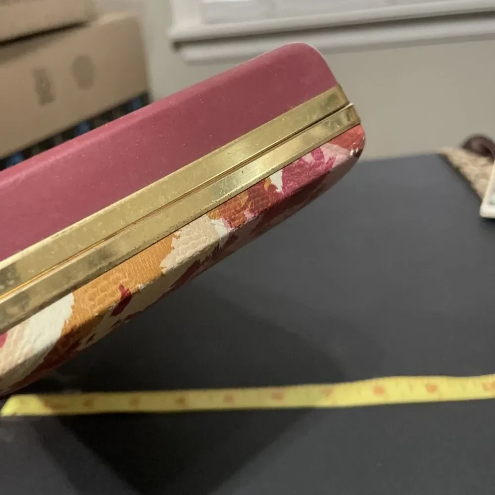 Vintage Pink Flower Watercolor Jewelry Box (Velvet & Satin  Lined) 8.5” x 4.5